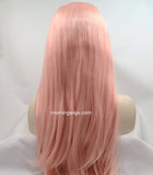Brisbane 18 inches light pink natural straight synthetic lace front wigs - Luckin Wigs
