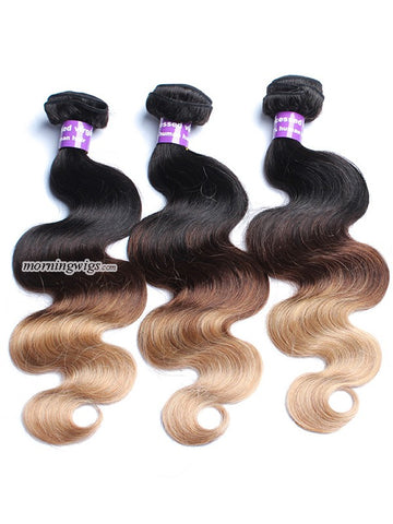 18 inches body wave  1B-4-27 ombre color human hair extensions - Luckin Wigs