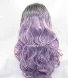 dark root ombre purple synthetic lace front wigs for Melbourne Cup Day - Luckin Wigs