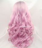 dark root pink body wave synthetic lace front wigs for Sydney to Hobart Yacht Race - Luckin Wigs