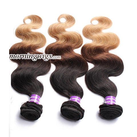 18 inches body wave  1B-4-27 ombre color human hair extensions - Luckin Wigs