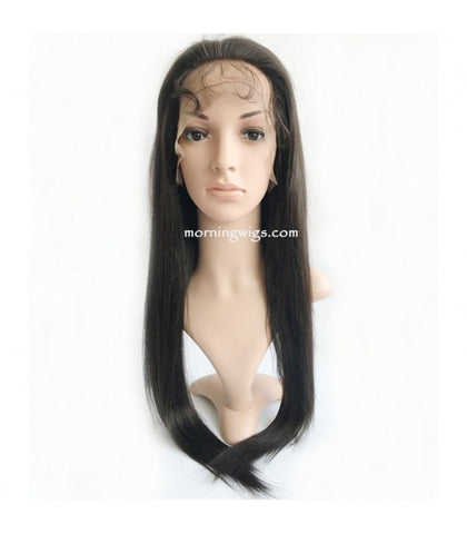 22 inches black straight virgin human hair glueless lace wigs for gorgeous girls - Luckin Wigs