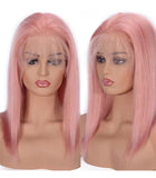 Brazilian human hair lace front wig pink color wig,150% density pink wig - Luckin Wigs