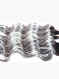 22 inches body wave 1B-Grey ombre color tapes on hair extensions - Luckin Wigs