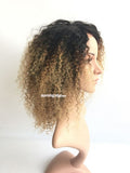 10 inches Brazilian Hair kinky curly 1B-27 ombre lace front wigs pre-plucked hairline - Luckin Wigs