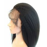 Soft Remy Human Hair 1B 16" Glueless Full Lace With Silk Top Yaki Wigs - Luckin Wigs