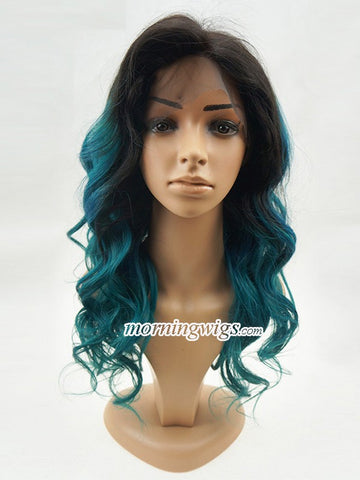 18 inches body wave 1B-blue ombre lace wig - Luckin Wigs