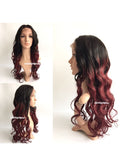 Brazilian human hair 22 inches body wave 1B ombre 99J  lace wigs - Luckin Wigs