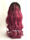 Black ombre wine red 22 inches body wave human lace wig - Luckin Wigs