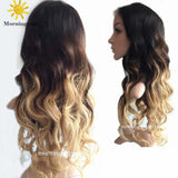 luxury black ombre blonde long body wave human lace wigs - Luckin Wigs