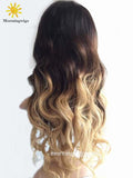 luxury black ombre blonde long body wave human lace wigs - Luckin Wigs