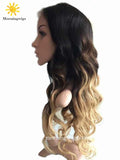 luxury black ombre blonde long body wave human lace wigs - Luckin Wigs