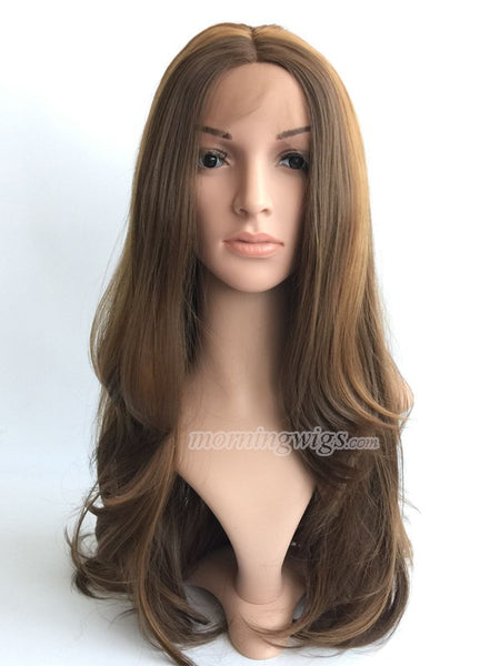20 inches brown blonde straight synthetic lace front wig - Luckin Wigs