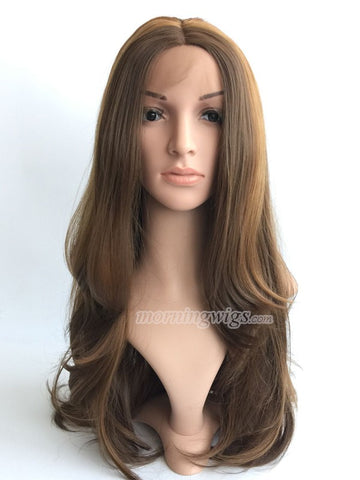 20 inches brown blonde straight synthetic lace front wig - Luckin Wigs
