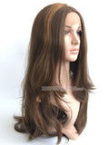20 inches brown blonde straight synthetic lace front wig - Luckin Wigs