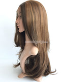 20 inches brown blonde straight synthetic lace front wig - Luckin Wigs