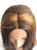 20 inches brown blonde straight synthetic lace front wig - Luckin Wigs