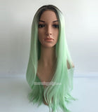 22 inches black light green synthetic lace front wig - Luckin Wigs