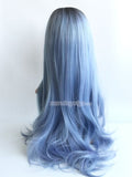 24 inches black gray ombre straight synthetic lace front wig - Luckin Wigs