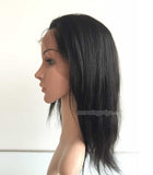 14 inches Natural Black Straight Brazilian Hair lace front wig pre-plucked hairline 150% density - Luckin Wigs