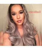 20 inches black ombre gray bodywave synthetic lace front wig - Luckin Wigs