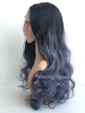 20 inches black ombre dark Gray bodywave synthetic lace front wig - Luckin Wigs