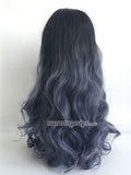 20 inches black ombre dark Gray bodywave synthetic lace front wig - Luckin Wigs