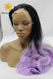 24 inches black purple ombre color bodywave synthetic lace front wig - Luckin Wigs