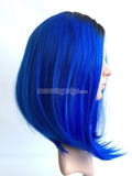 12 inches black ombre blue bobo lace front synthetic wigs - Luckin Wigs