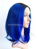 12 inches black ombre blue bobo lace front synthetic wigs - Luckin Wigs