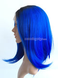 12 inches black ombre blue bobo lace front synthetic wigs - Luckin Wigs