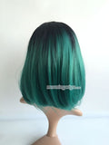 Black ombre green Synthetic Lace Front Wigs - Luckin Wigs