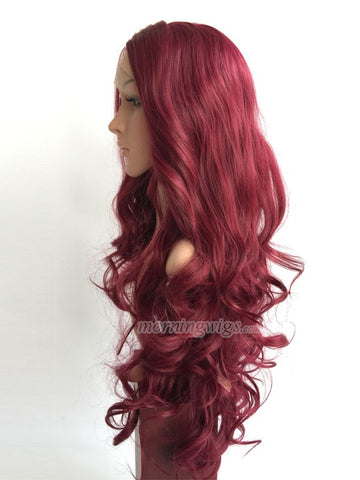 24 inches burgundy bodywave synthetic lace front wig - Luckin Wigs