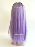 16 inches black light purple straight synthetic lace front wig - Luckin Wigs