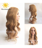 22 inches brown body wave hd swiss lace wigs Brazilian Hair full lace wig - Luckin Wigs