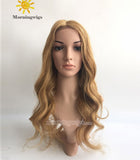 22 inches brown body wave hd swiss lace wigs Brazilian Hair full lace wig - Luckin Wigs