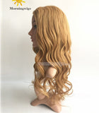 22 inches brown body wave hd swiss lace wigs Brazilian Hair full lace wig - Luckin Wigs