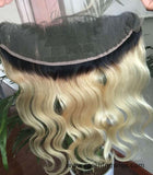 13x4 Ombre 1B 613 HD Lace Frontal Closure Swiss Lace Body Wave Dark Root Blonde Closure - Luckin Wigs