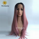 22" dark pink lace front synthetic wigs - Luckin Wigs