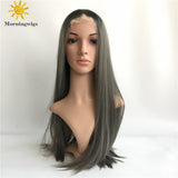 Ombre dark grey wig Synthetic lace front wig - Luckin Wigs