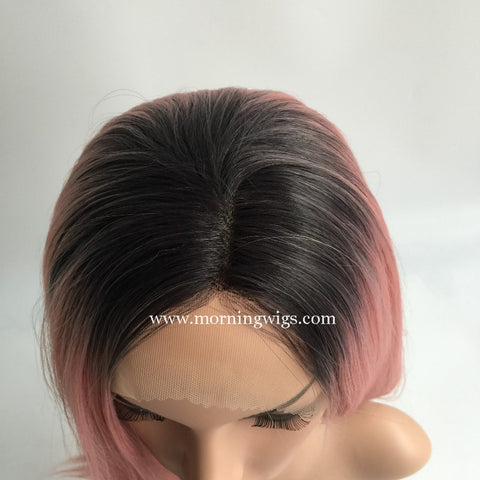 Black Ombre Pink Synthetic lace front wigs for women - Luckin Wigs