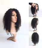 16" Kinky curly  lace wig natrual black color human hair wigs 150% density - Luckin Wigs