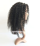 16" Kinky curly  lace wig natrual black color human hair wigs 150% density - Luckin Wigs