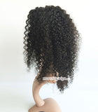 16" Kinky curly  lace wig natrual black color human hair wigs 150% density - Luckin Wigs