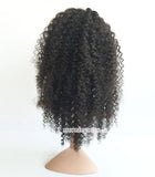 16" Kinky curly  lace wig natrual black color human hair wigs 150% density - Luckin Wigs