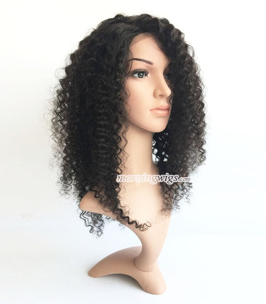 Kinky curly 360 lace wig natural black color human hair wigs - Luckin Wigs