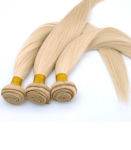 Human remy hair blonde color 613 hair weft - Luckin Wigs