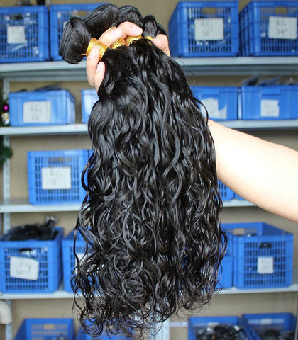 black water wave Mongolian human hair wefts - Luckin Wigs