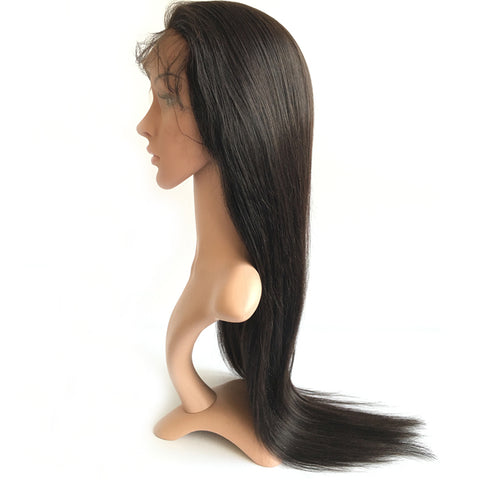 22 Inches Black Straight Virgin Human Hair Hd Lace Wigs For Gorgeous Girls with Baby Hair - Luckin Wigs