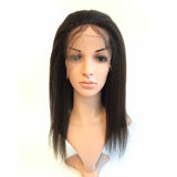 Soft Remy Human Hair 1B 16" Glueless Full Lace With Silk Top Yaki Wigs - Luckin Wigs